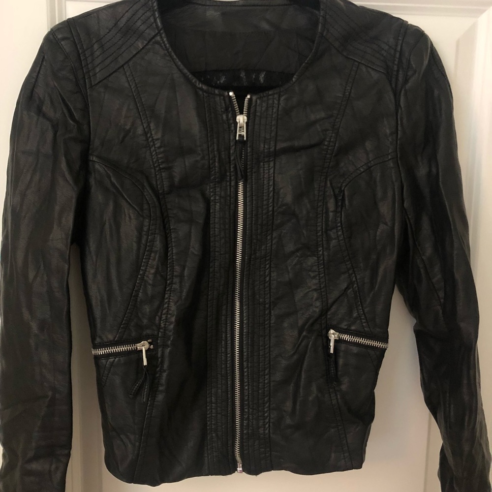 Buckle Leather Jacket with lace back
